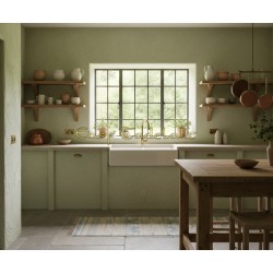 Cocina con el revestimiento decorativo natural con acabado rustico tradicional, pigmentado.