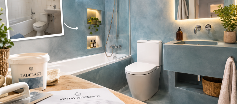 Tadelakt en baños de alquiler: cómo renovar sin perder la fianza