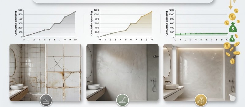 Est-il cher de faire une salle de bain en Tadelakt ? Comparatif réel : Tadelakt original vs microciment vs carrelage (TCO sur 10 ans)
